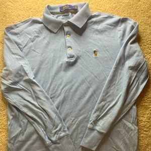 Men’s Blue Small Long Sleeve Classic Fit Polo